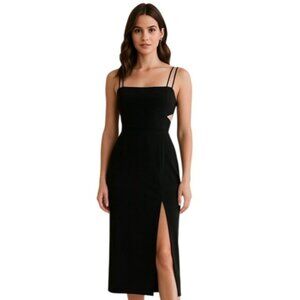Tahari Black Cut Out Side Maxi Evening Formal Dress